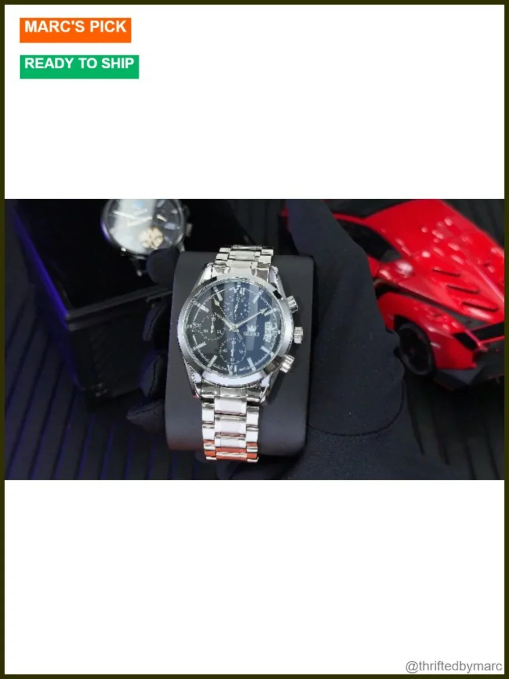 Men's Quartz Chronograph Stainless Steel Date Dress Watch Water Resistant